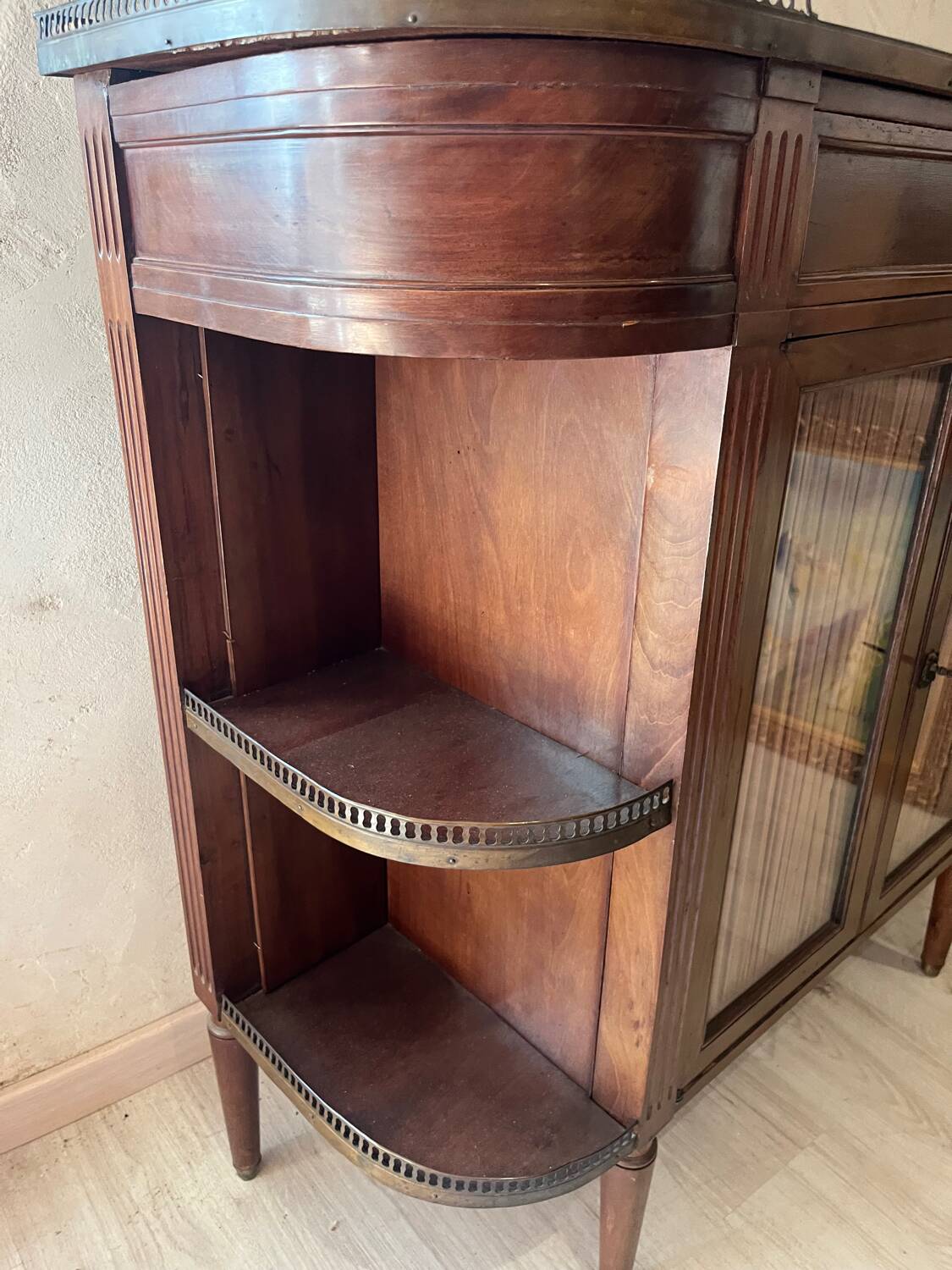 Antique marble and wood sideboard