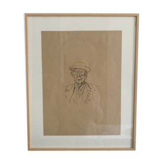Original portrait sketch of architect Franck Loyd Wright