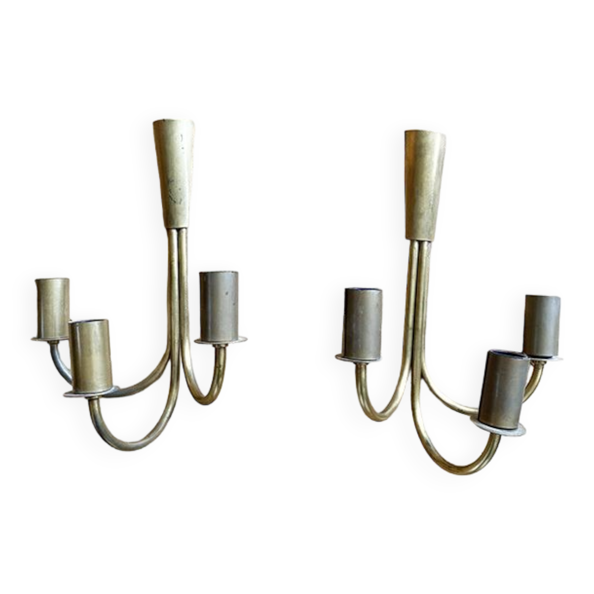 Set of 2 brass wall lights