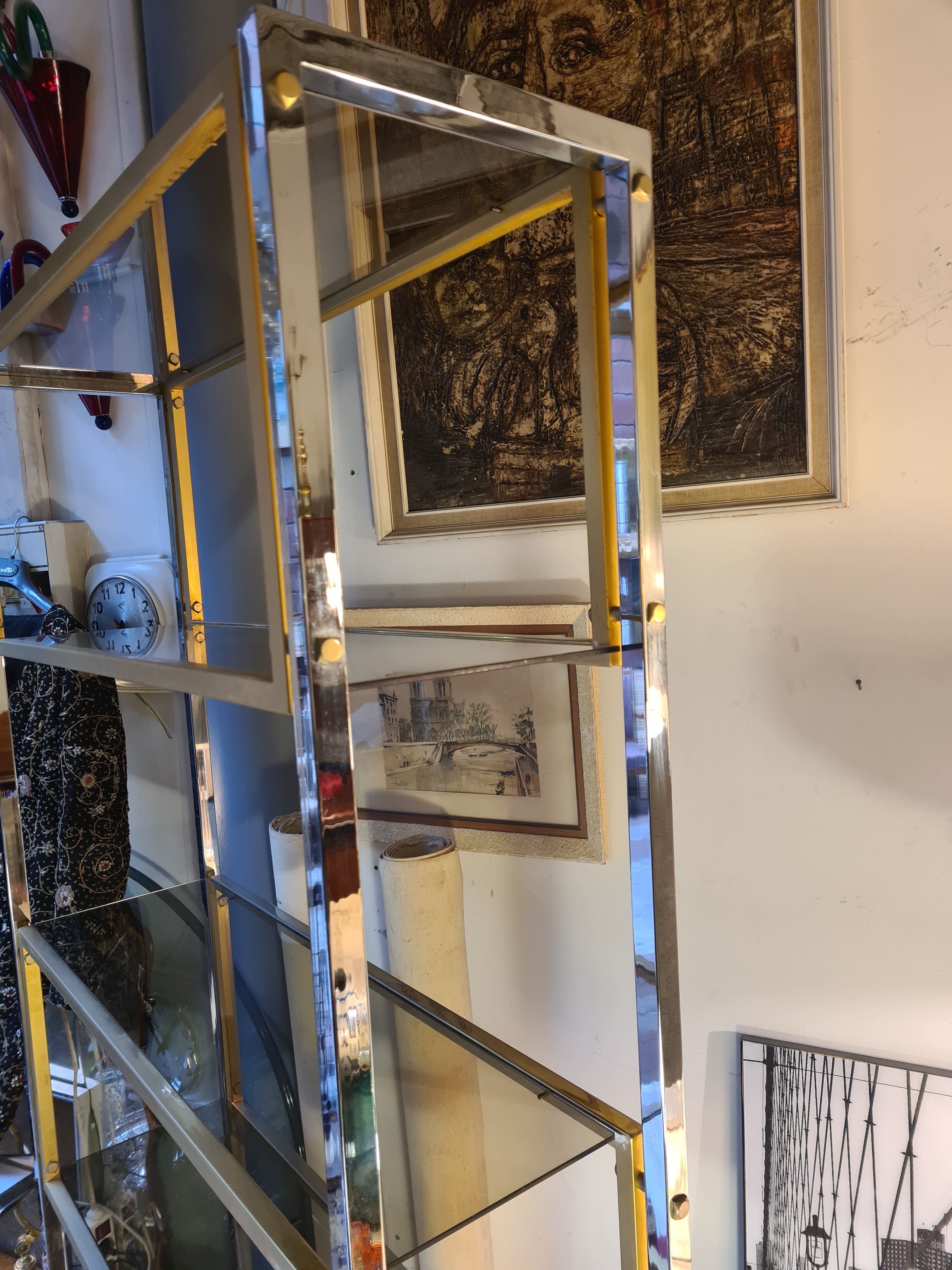 Vintage chrome and brass floor