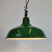 Industrial British Green Enamel Factory Pendant Lamp, 1960s