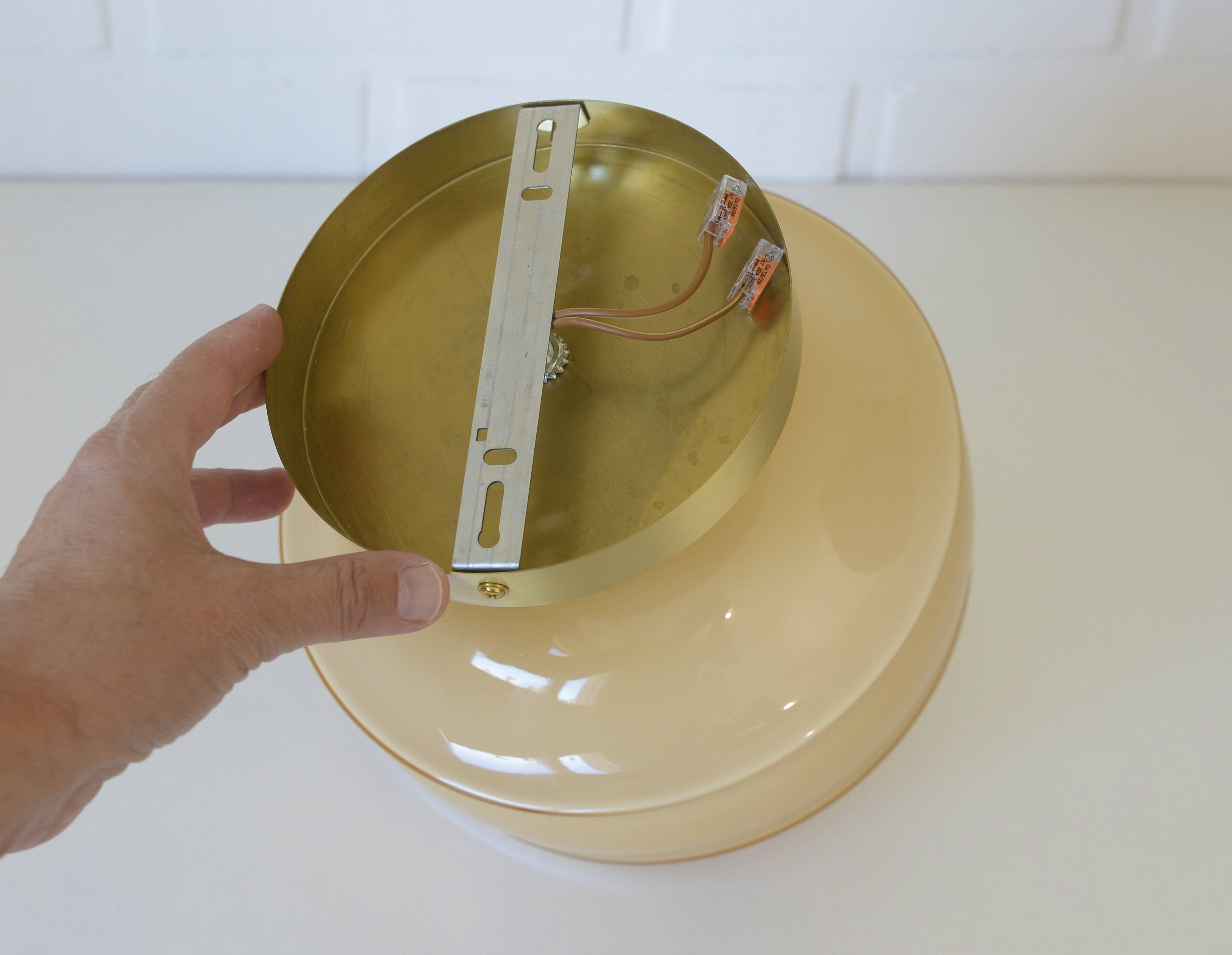 Semi flush mount Art Deco sconce 1940s antique lighting redesigned lamp