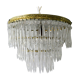 Lustre en laiton, 3 rangs de pampilles et miroir, art deco
