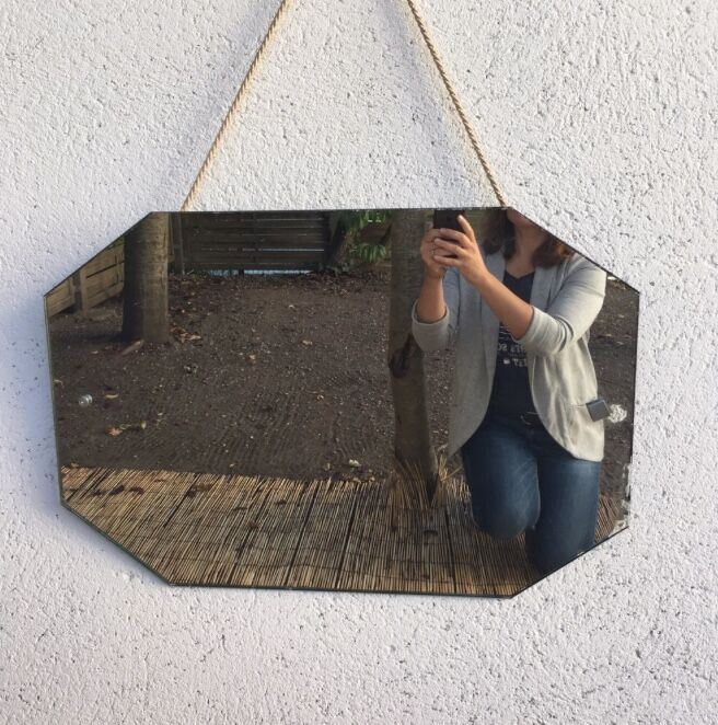 Large old beveled mirror 70x47cm