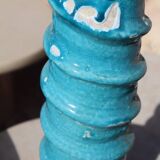 Vase sculpture tamegroute blue turquoise enameled wabi-sabi