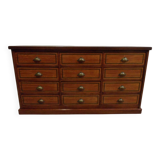 Armoire d'apothicaire vintage en acajou avec tiroirs
