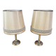 Pair of Empire Style Table Lamps Column Shape Golden Metal Vintage France