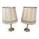 Pair of Empire Style Table Lamps Column Shape Golden Metal Vintage France