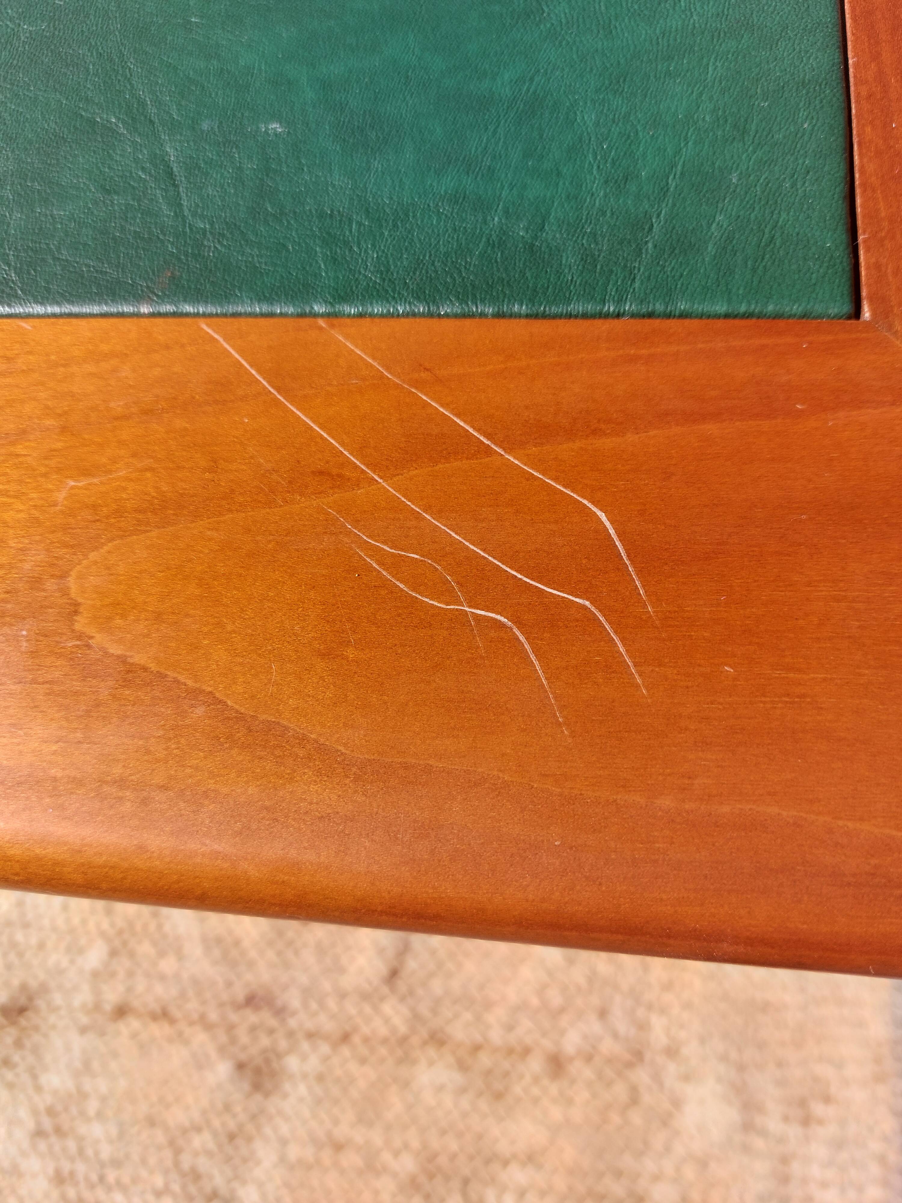 Desk, green leather top