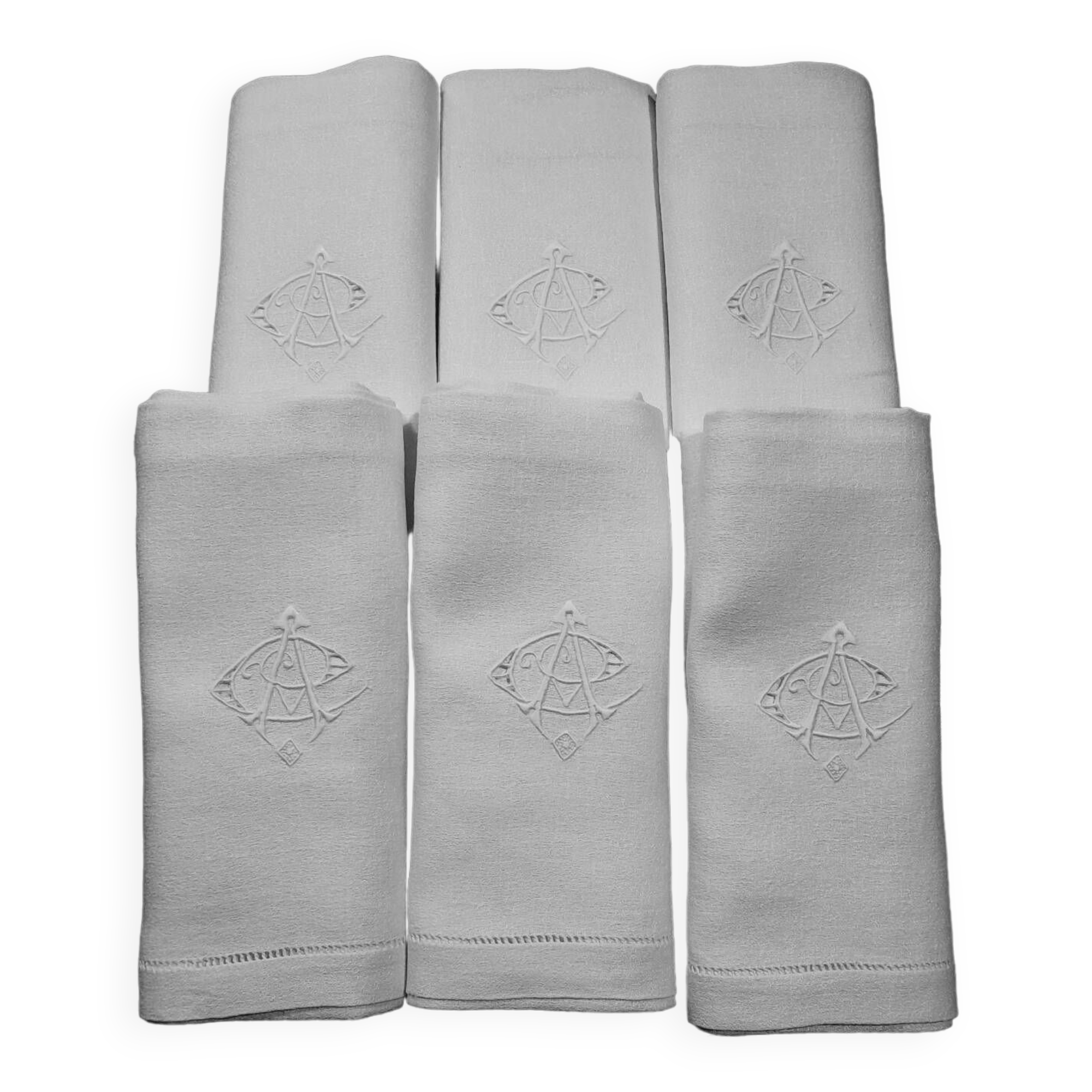 6 Napkins early 20th century AC monogram