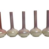 Art Nouveau series of soliflore vases, Sarreguemines earthenware, circa 1900