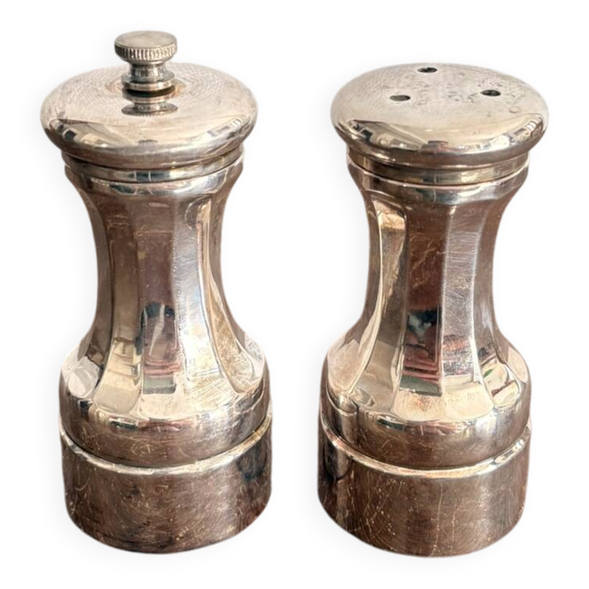 Silver Metal Art Deco Nouveau Salt and Pepper Shaker