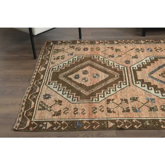 1970s Vintage Turkish Oushak Handmade Wool Cotton Orange Area Rug  149x316
