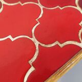 Vintage dining table in rattan and ceramic from Vallauris from the 50s and 60s