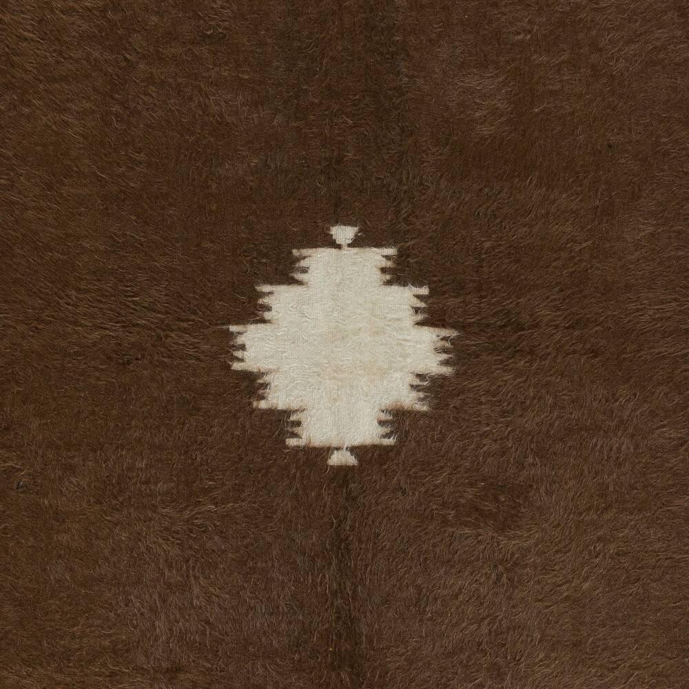 Vintage Mohair Kilim Rug. Handwoven Blanket. Turkish Sofa Throw. Brown Bed Cover