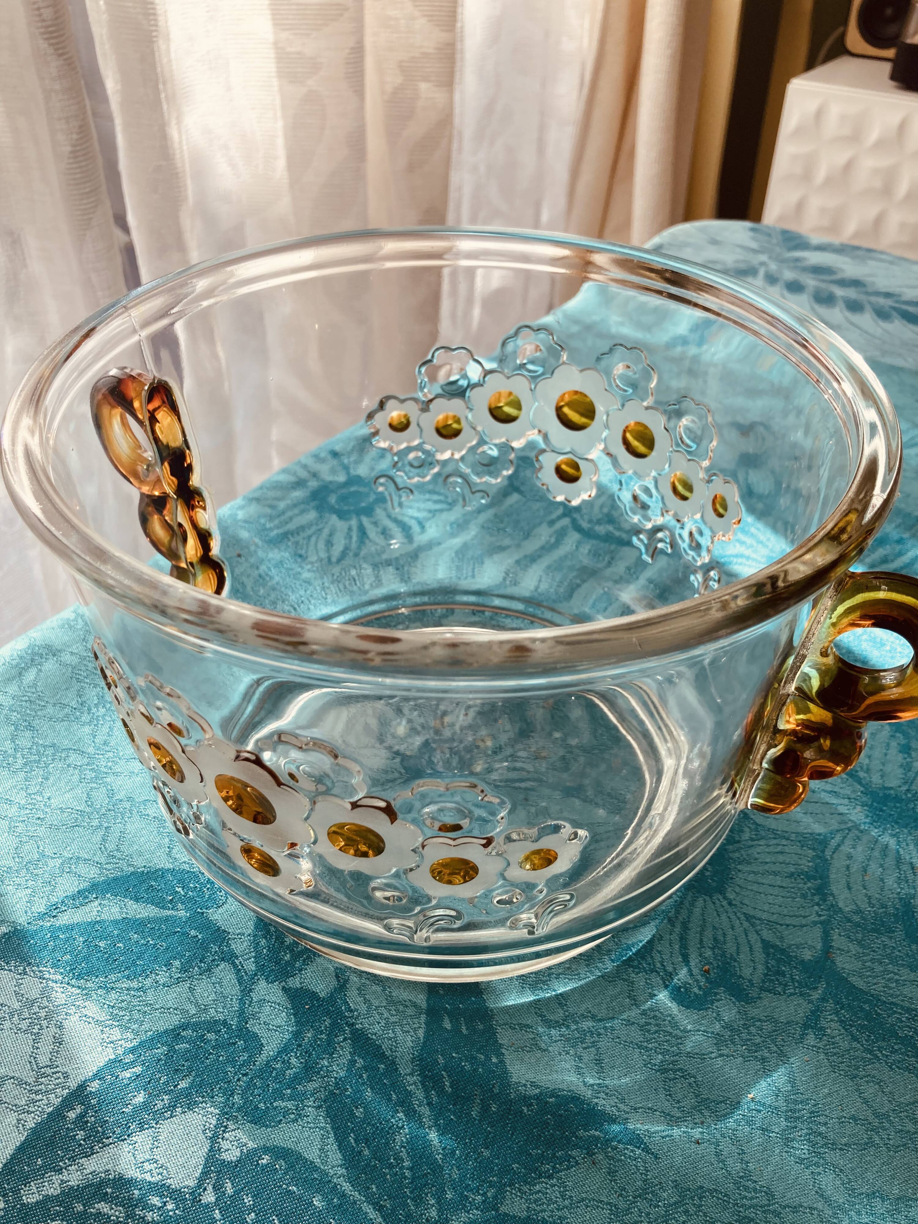 Vintage Walther punch bowl set + 6 floral cups - 1970s