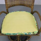 1980s Set of Four Rattan Armchairs with Fabric Pillows