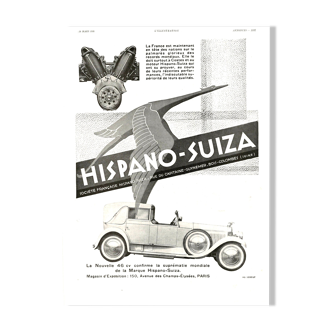 Affiche vintage années 30 Hispano Suiza Auto