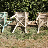 Set of 3 slatted wooden garden chairs