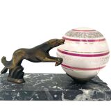Art Deco table lamp with a dog figure