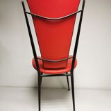 series of 6 Vintage red chairs design COLETTE GUEDEN 60s