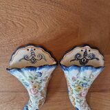 Pair of bouquet holders in Nevers earthenware - By Marest Frères
