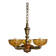 Petitot Art Deco Chandelier – 5 lights – Wood, metal and amber glass, 1920