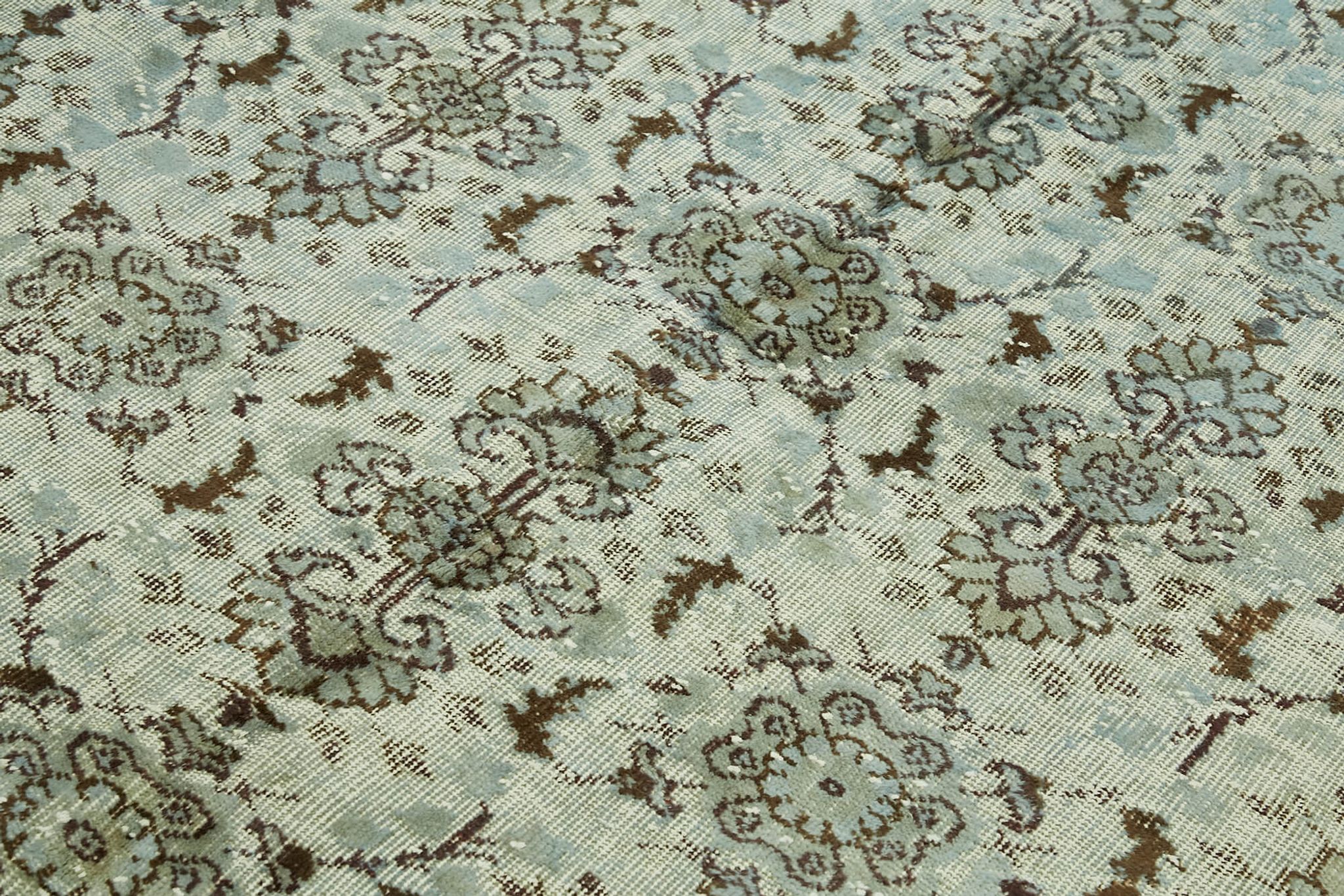 Handmade distressed oriental 1980s 190 cm x 300 cm blue rug