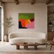 Abstract coloured landscape 80x80cm signed