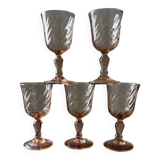 Vintage set of 5 small Luminarc Rosaline liqueur glasses
