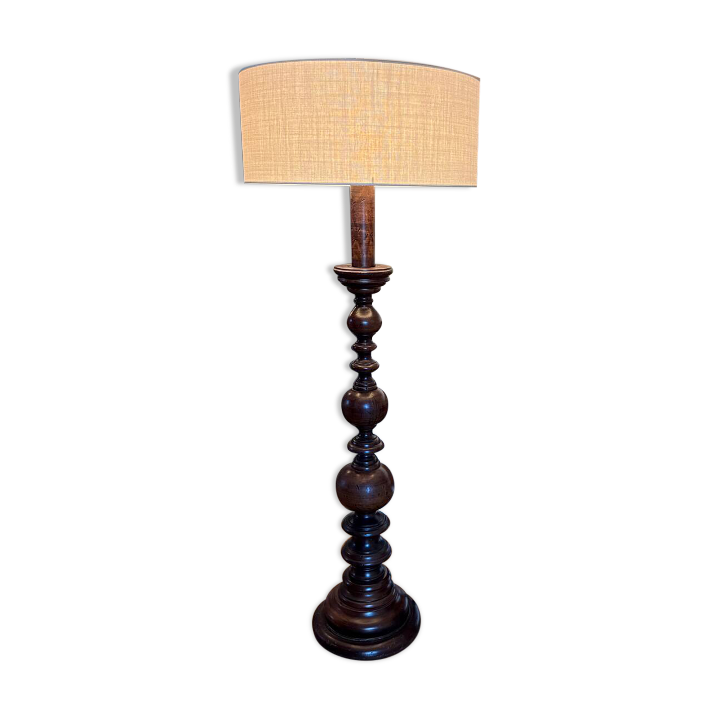 "Colonial" floor lamp in solid wood - 1960.