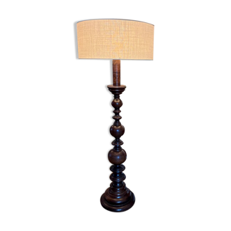 "Colonial" floor lamp in solid wood - 1960.