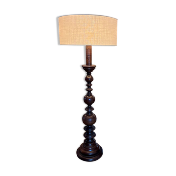 "Colonial" floor lamp in solid wood - 1960.