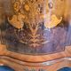 Curved support furniture in floral marquetry – Louis XV style, marble top, late 19th century.