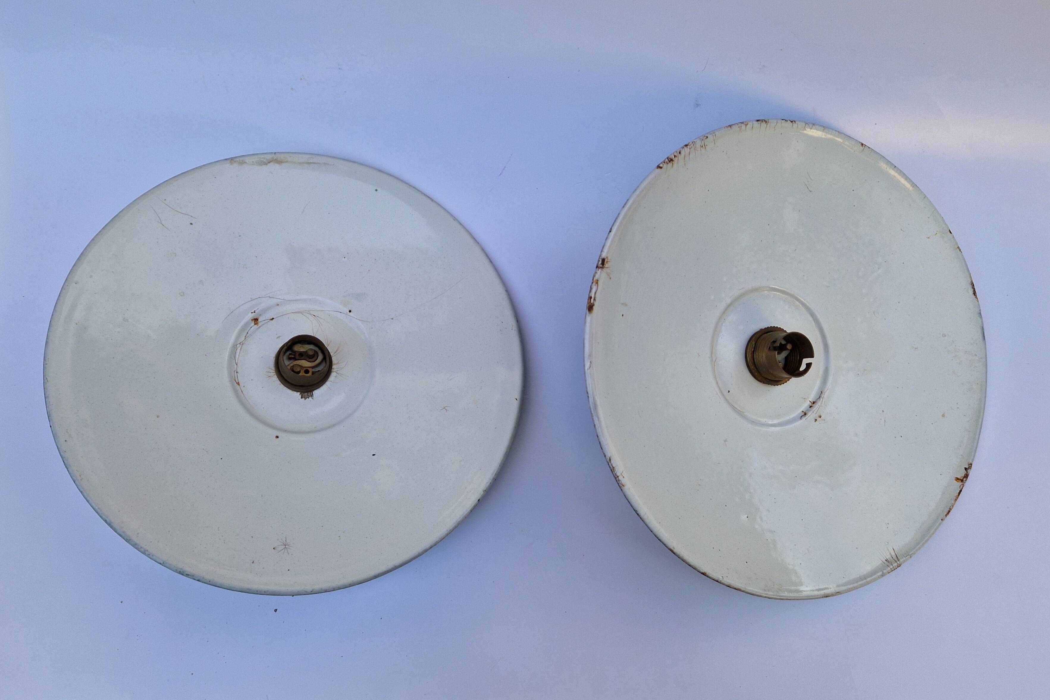 Lot de 2 lampes atelier tôle émaillée verte