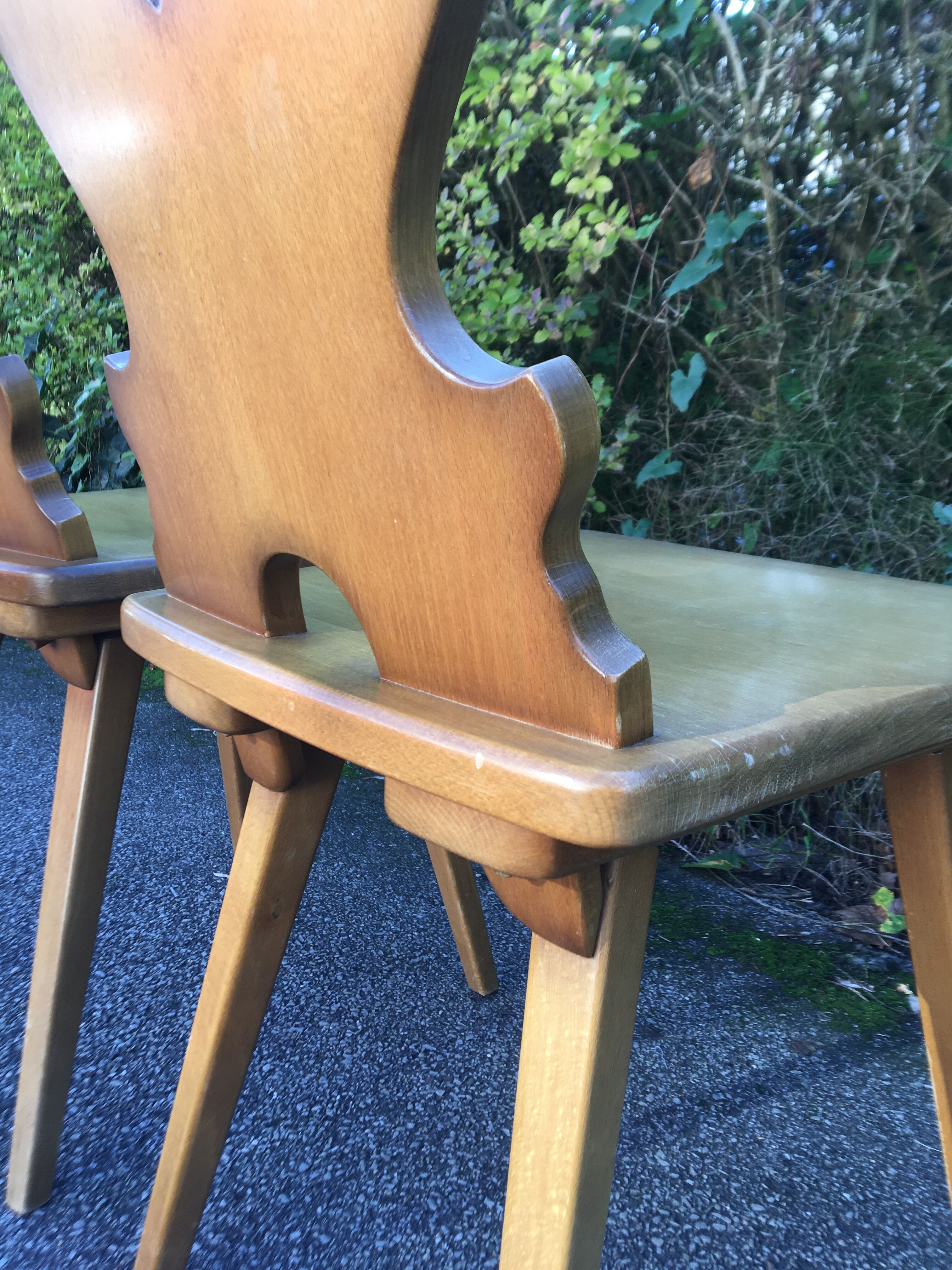 Pair of 70's light wood mountain chairs