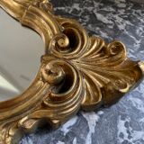 Golden mirror decorated with rose 60s - 43x23cm