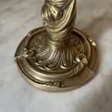 Pair of rocaille candlesticks in gilded bronze