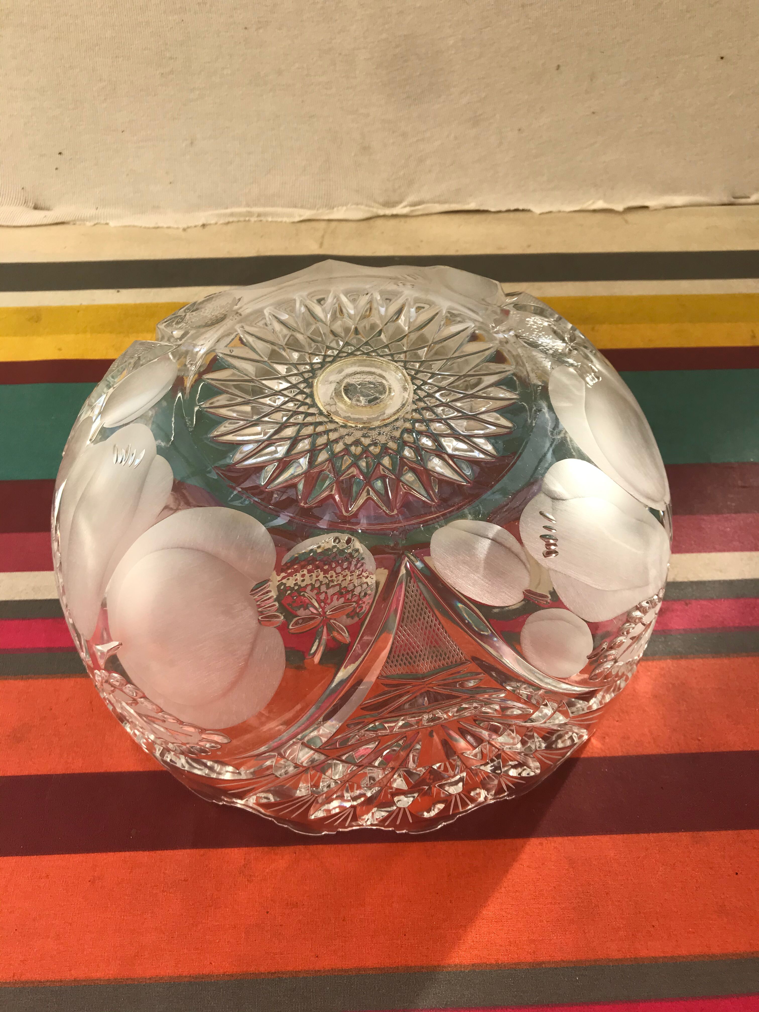 Ancien coupe centre de table cristal taillé
