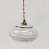 Pair of white clichy glass pendant lamps