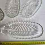 Set of four vintage "Banana Split" ice cream cups in the shape of a palm leaf, 22 cm
