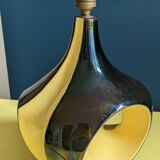 Yellow and black ceramic lamp base, vintage, 60s, freeform