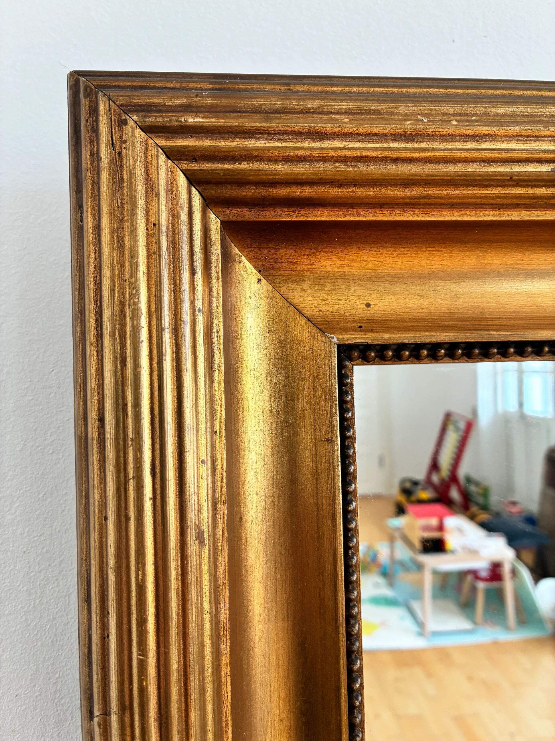 Paire de miroirs muraux en bois doré danois antiques, fin du 19e siècle