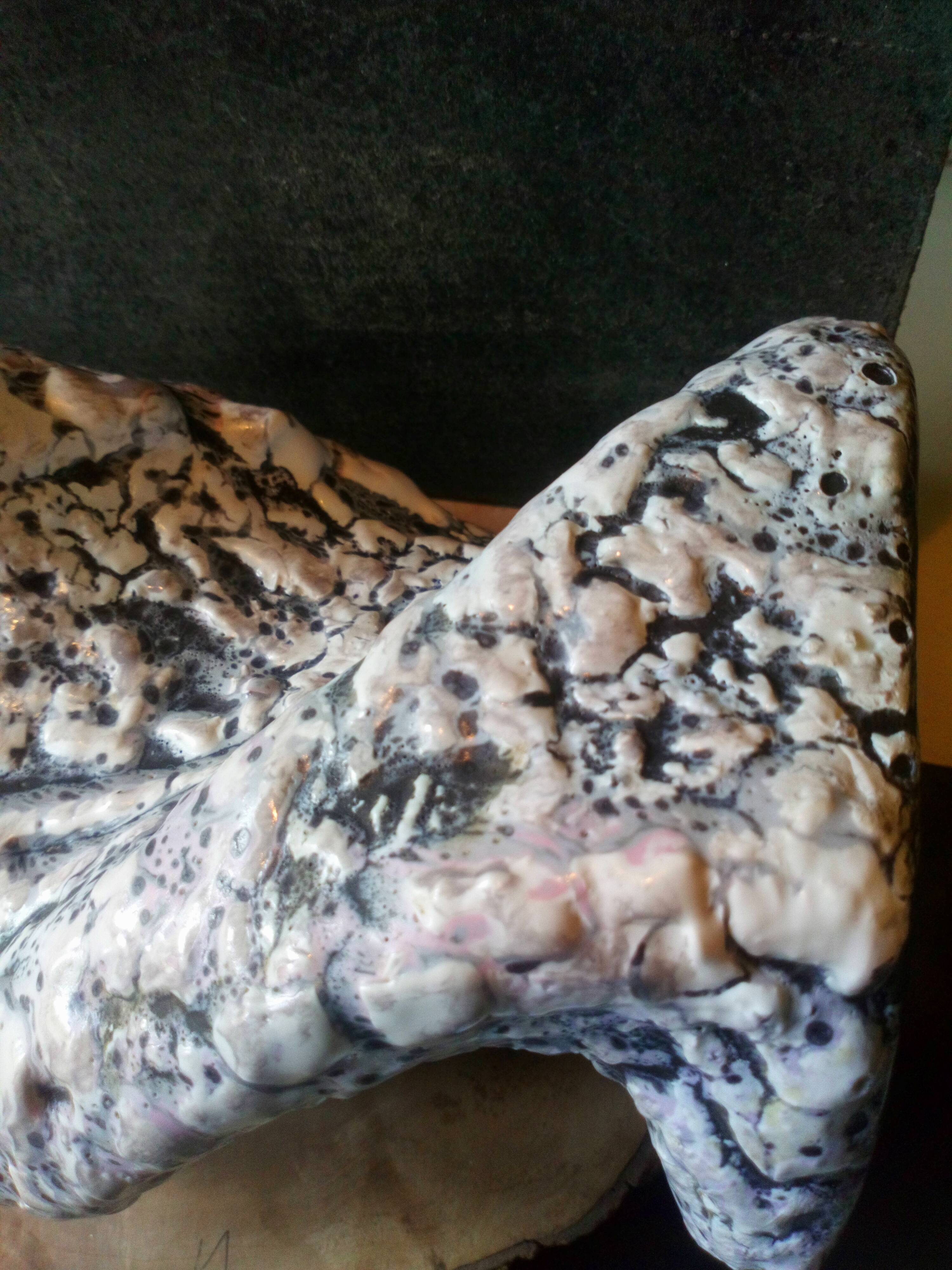 Louis Giraud's twisted double vase in Vallauris ceramic foam