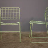 6 metal chairs, painted in teal