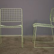 6 metal chairs, painted in teal
