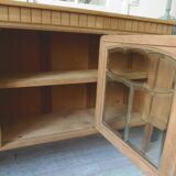 Console, shallow art deco sideboard in raw wood.