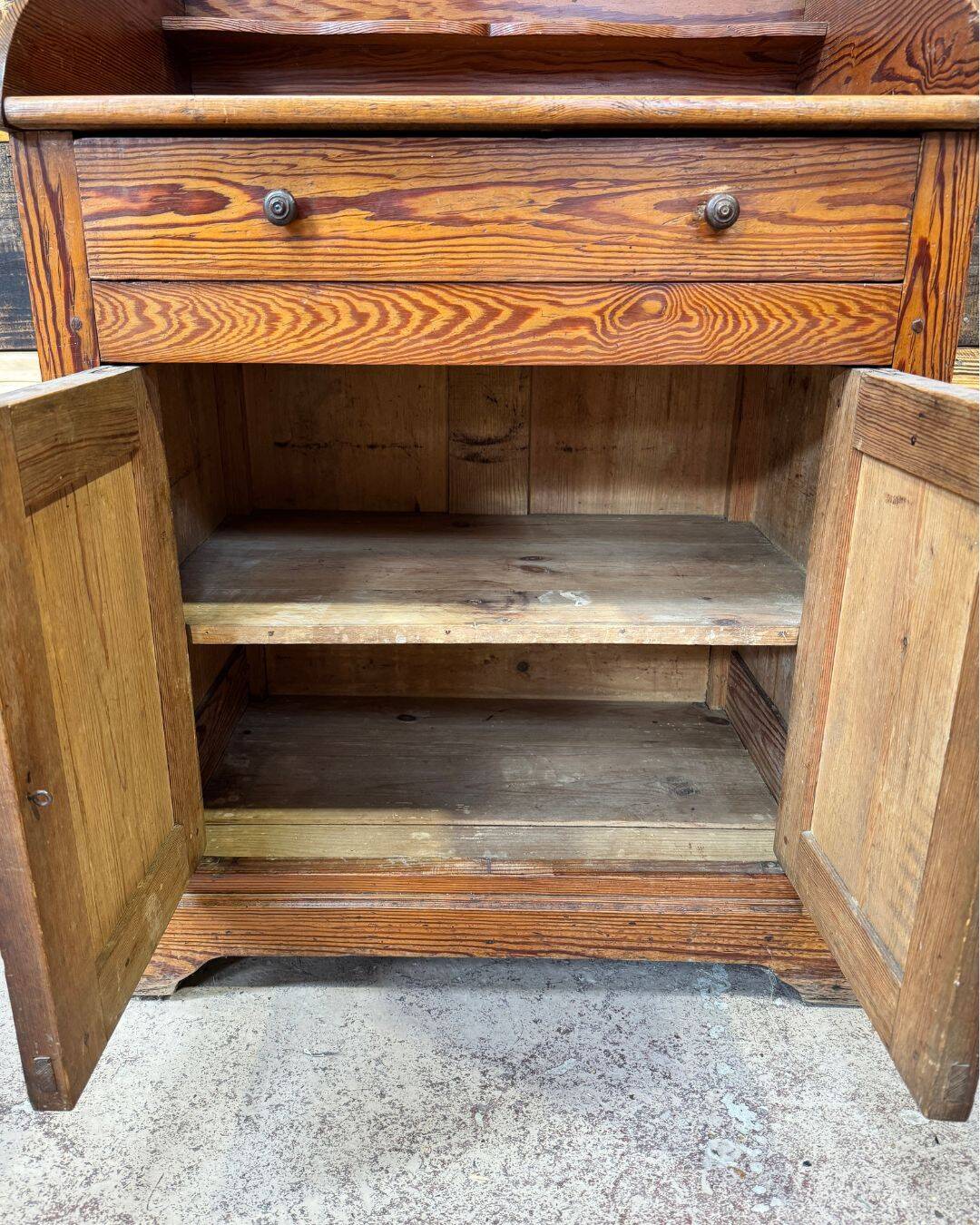 Small kitchen cabinet in pitch pine.