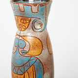 Rare glazed ceramic vase signed Accolay Maya collection around 1950