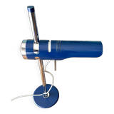 Retro Table Lamp from the 1970s: Articulated Arm, Swivel Shade, Electric Blue Enamel for space age d